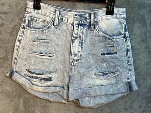 Petra 153 Jean Shorts Size 5/26 High Rise Distressed Trashed Grunge Festival